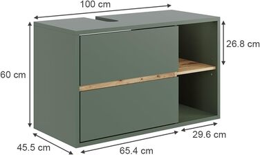 Тумбочка під раковину Vicco Grün/Artisan Viola 100x60x46 см - для ванної кімнати, легке прибирання завдяки настінному монтажу