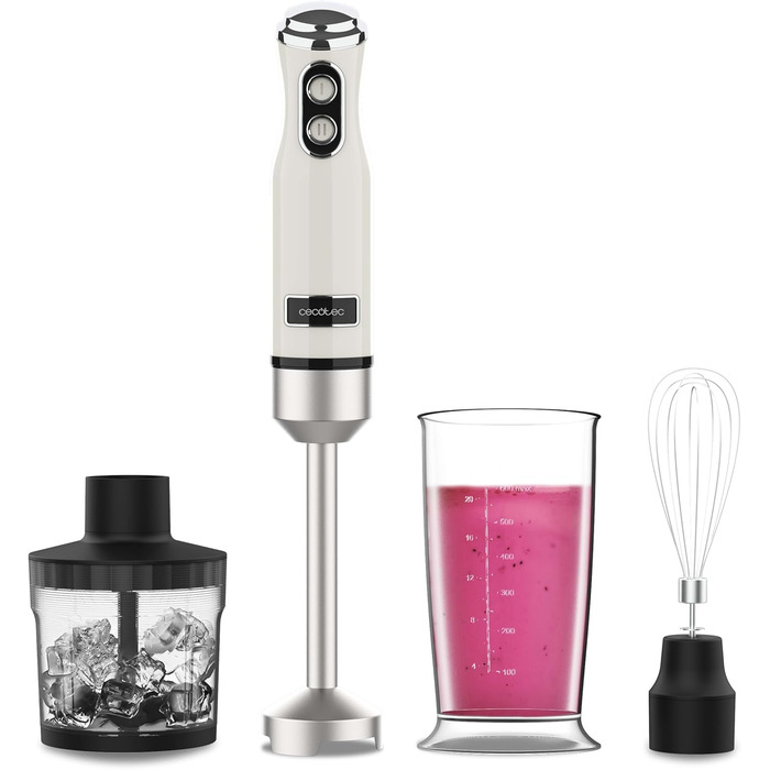 Блендер Cecotec Stabmixer Power RetroBeige 1200MAX Cream&Crush, 1200 Вт, 2 швидкості, набір аксесуарів, захист від бризок