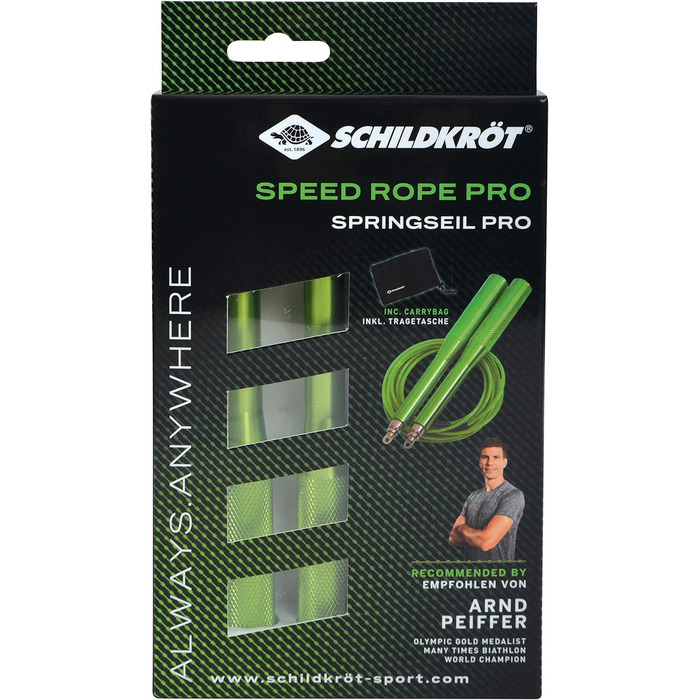 Скакалка Schildkrt Speed Rope Pro, в 4-х кольоровому картоні (зелений, 960114)