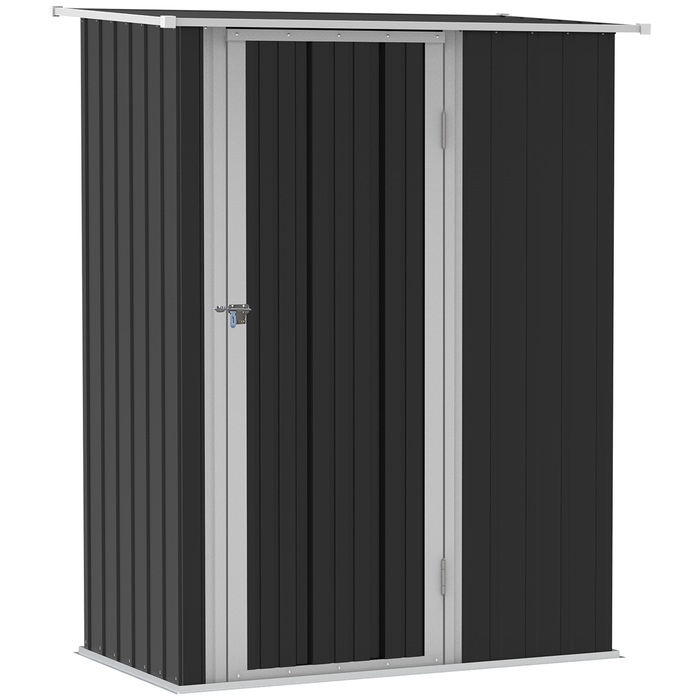 Outsunny Garden Shed Садовий сарай Садовий сарай з дверима Зовнішня сталь Темно-сірий 142 x 84 x 189 см | Аосом