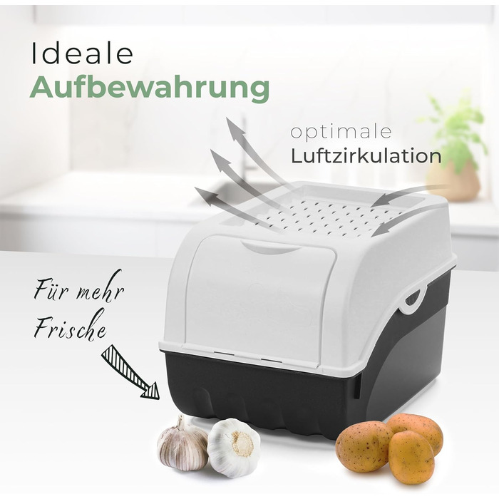 Контейнер для зберігання картоплі Novaliv | 2 шт. по 3,5 л | Білий | Короб для цибулі | Організатор для овочів та фруктів | Складається | Контейнер для зберігання картоплі, цибулі та моркви