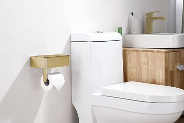 Тримач для туалетного паперу Day Moon Designs з ящиком для зберігання і кришкою для зберігання вологих серветок - для ванної та туалету-висить на стіні з настінним кріпленням з нержавіючої сталі-матовий великий (золотий, великий)