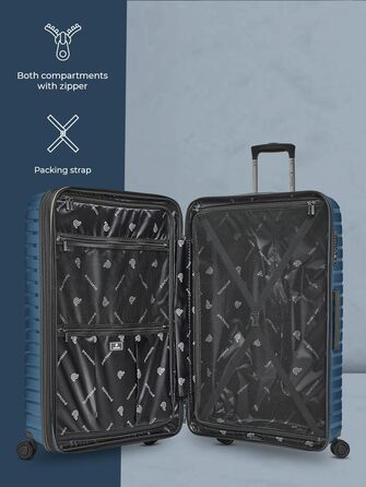 Набір валіз Pactastic Hartschalen 3-в-1: міцний поліпропілен, розширюваний, TSA-замок, 4 колеса | для жінок та чоловіків (Collection 04) (Navy Blue Metallic)