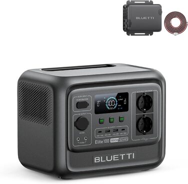 Портативна електростанція BLUETTI Elite 100 V2: 1024Wh, LFP акумулятор, 1800W (3600W пік), сонячний генератор для кемпінгу та резервного живлення