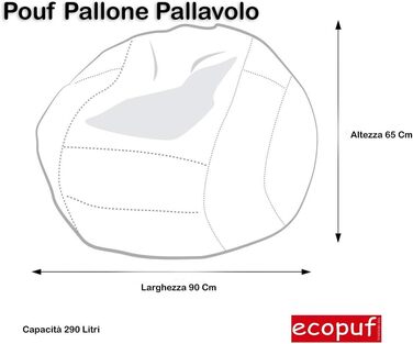 Крісло-мішок Футбольне крісло Сумка для м'яча Баскетбольний пуф Баскетбольний м'яч Екошкіра Розміри 55 Х 100 см Подвійна строчка Посилений ППУ Підкладка з полістирольних намистин Колір Помаранчевий (волейбольний)