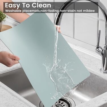 Набори підставки під тарілки YIHELU, 6 шт., штучна шкіра, миються, неслизькі, для кухні та їдальні, м'ятно-зелений/слонова кістка