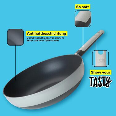 Wok 28 см з антипригарним покриттям Tasty, з нержавіючої сталі, індукційний, з м'яким дотиком