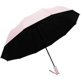 Ультрафіолетова парасолька від дощу, 12 ребер Компактна складна парасолька для подорожей для жінок Чоловіки Діти, Автоматичне відкриття Закрити Компактні складні парасольки дощу для щоденного використання, Портативна вітрозахисна парасолька 2 в 1 Парасолька рожевий