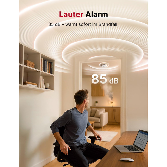 Датчик диму X-Sense з батареєю на 10 років, 6 шт., білий. Магнітне кріплення, без LED-індикації, кнопка тестування/вимкнення. Ультратонкий XS0G-SN