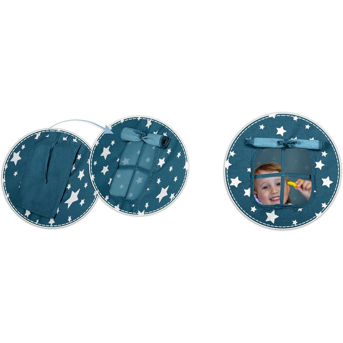 Дитячий намет NUKIDO Tipi з бавовни та дерев'яним каркасом, блакитний, 120x120x165 см