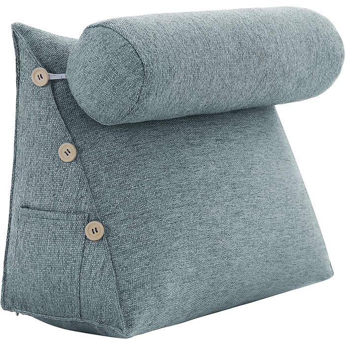 Подушка для спини, трикутна подушка для тіла, підголовник, подушка для ліжка, спинка для дивана, велика подушка для тіла, 60 см (сірий)