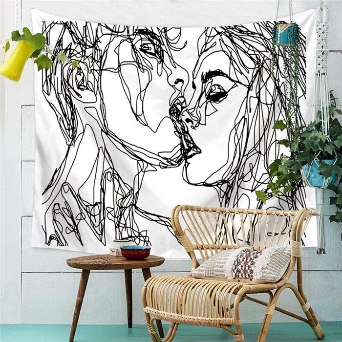 Гобелен Acyoung Kiss, абстрактне мистецтво, поліестер, домашній декор, 120 х 150 см