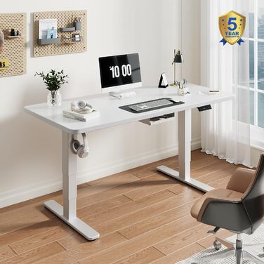 Електричний столовий стіл Devoko з регулюванням висоти, 60-125 см, 3 пам'яті, білий