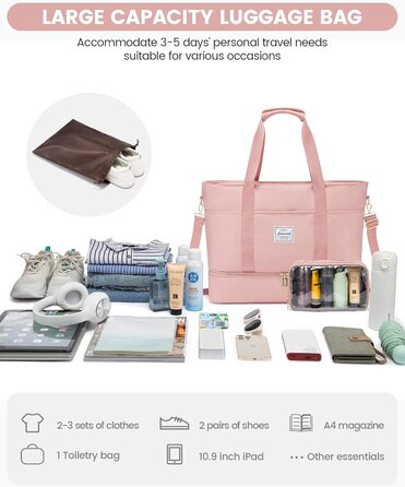 Сумка-трансформер LOVEVOOK для подорожей: водонепроникна дорожня сумка-шоппер з відділенням для взуття, спортивна та пляжна сумка, ідеальна для Ryanair