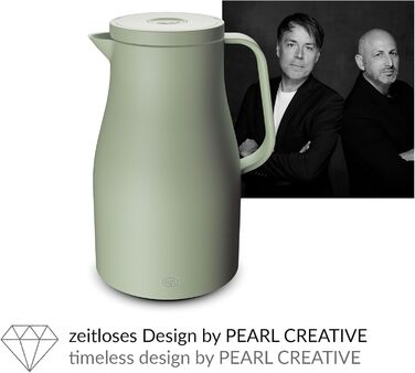 Термос Alfi ECONSCIOUS 1.0л, туманно-зелений, з ізоляцією, з вбудованим скляним вставкою, з біо-пластику, з кришкою-вертушкою, з кнопкою, для зручного наливання однією рукою, ідеальний для кави та чаю, без BPA