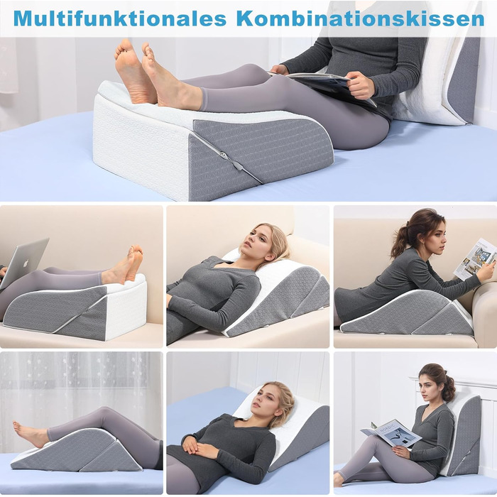 Подушка для ніг та колін 2-в-1 HAVARGO — ортопедичний підйомник для ніг із пінополіуретану для зняття набряків та покращення кровообігу, регульована висота