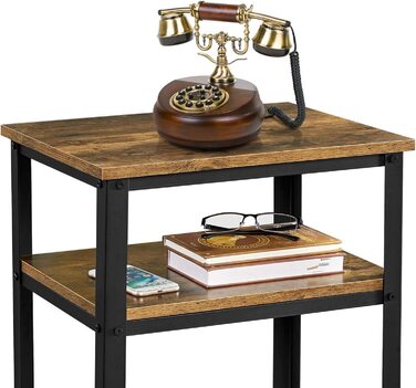 Вінтажний телефонний стіл Yaheetech, журнальний столик з 3 полицями, маленька тумбочка, журнальний столик, 45 x 35 x 74,5 см, металевий каркас, ідеально підходить для вітальні, спальні, офісу