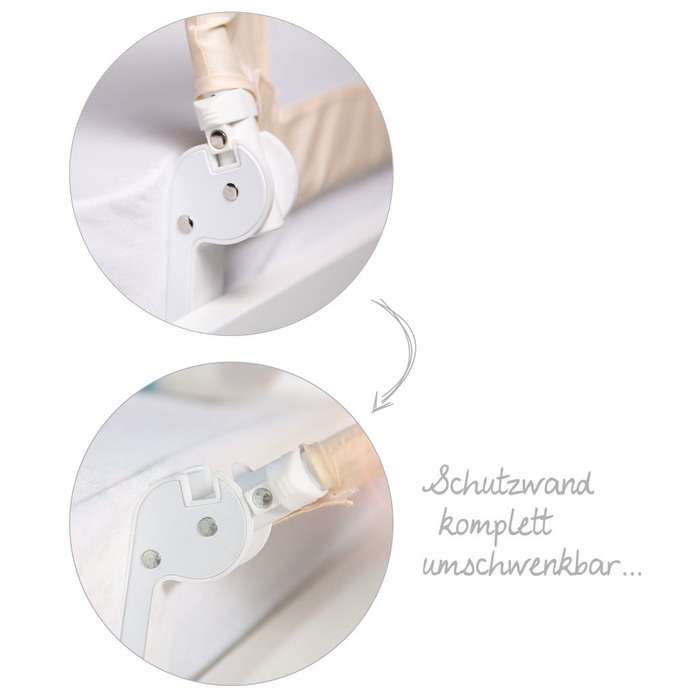 Захисний бортик для ліжка Roba Klipp-Klapp 100 бежевий 100x40 см - бортик для дитячого ліжечка, складаний, захист від випадання для немовлят та дітей