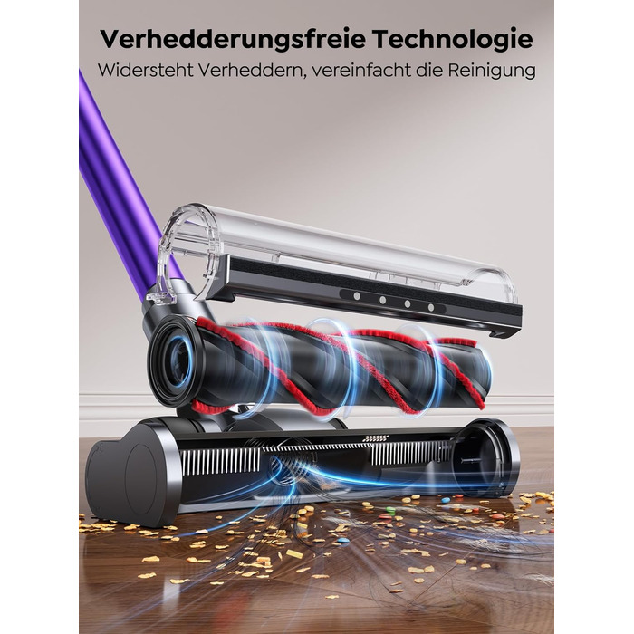 Акумуляторний пилосос SMOTURE 50000 Па, 65 хв роботи, з турбощіткою, для шерсті тварин, килимів, підлоги, авто - фіолетовий