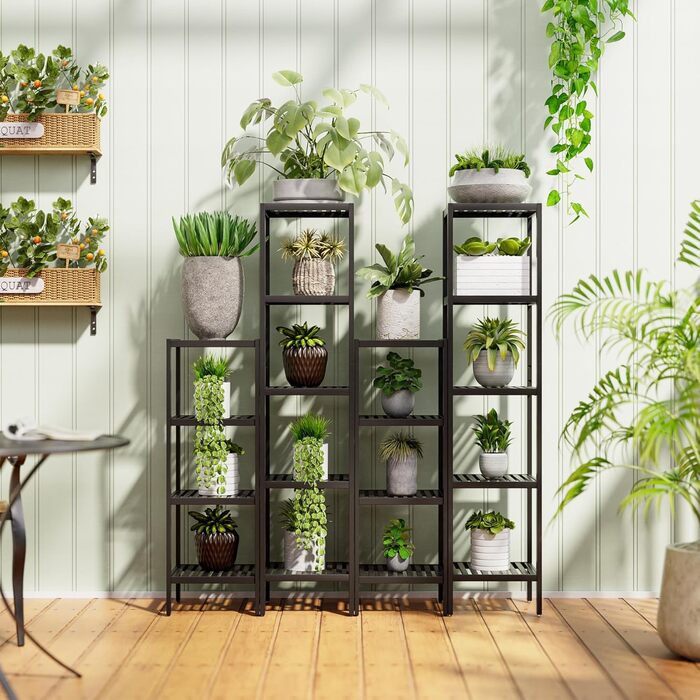 SMIBUY Поличка для ванної кімнати, 5 ярусів, бамбукова поличка, органайзер, багатофункціональна поличка для вітальні, спальні, кухні (Чорний)