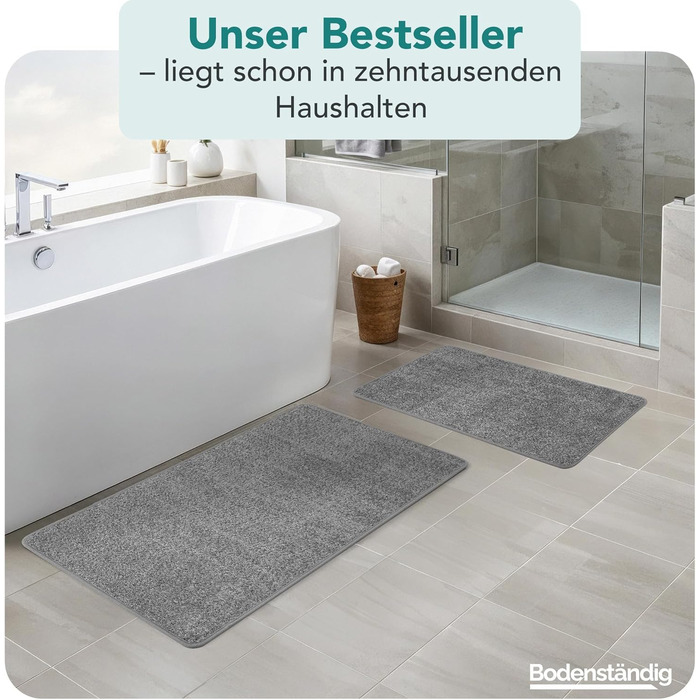 Килимок для ванної кімнати сірого кольору, антиковзкий, швидковисихаючий, 50x80 см