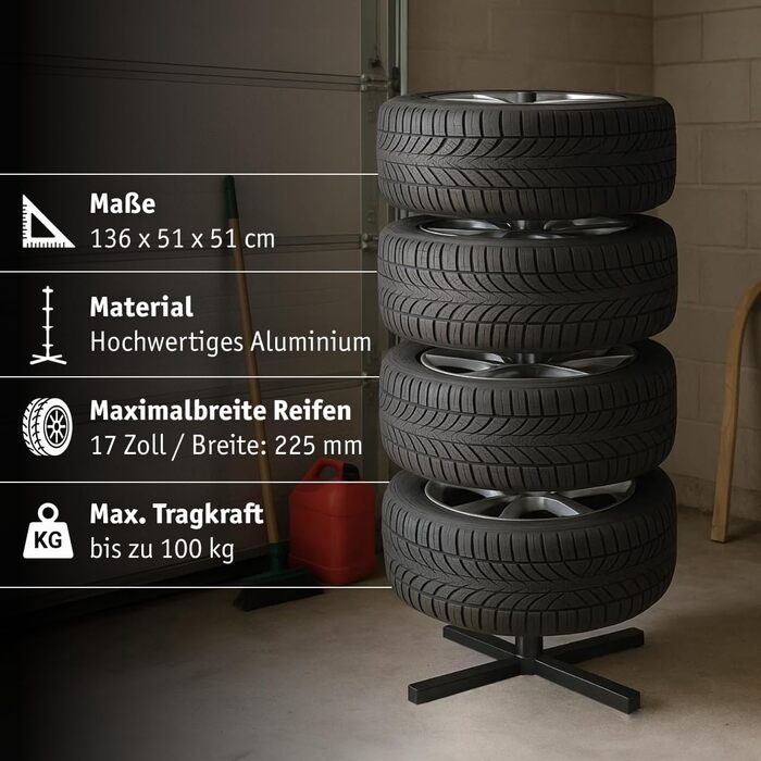 Підставка для шин Walter Felgenbaum для легкових автомобілів, до 100 кг, ширина шини до 225 мм, щадна для дисків