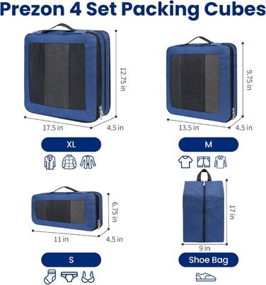 Набір компресійних органайзерів для подорожей з сіткою, 4 шт, розширювані куби для пакування речей у валізу, бірюзовий