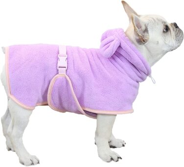 Халат для собак BT Bear, супер вбираючий, швидковисихаючий, пальто з мікрофібри, рушник з капюшоном для цуценят, маленьких і середніх собак (розмір M, фіолетовий) m фіолетовий