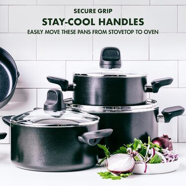 Набір посуду GreenPan Memphis 4 шт. з керамічним антипригарним покриттям, без PFAS, для індукційних плит, безпечний для здоров'я