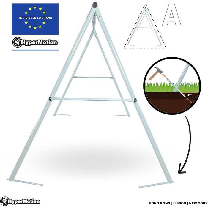 Гойдалка-гніздо для саду HyperMotion Storchennest з А-рамою, 2 місця, 150 кг, зелено-сіра (HYP1)