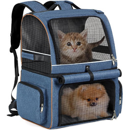 Двошаровий рюкзак для котів Lekespring для 2 котів 11 кг синій