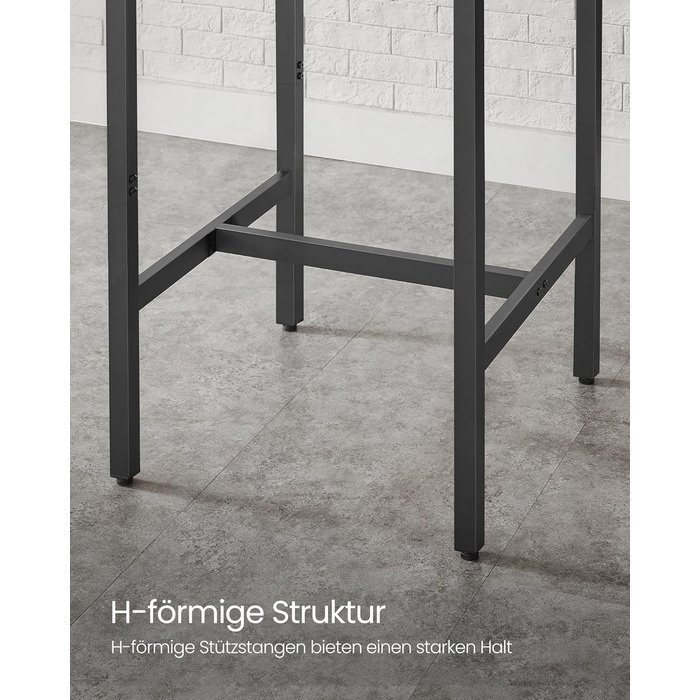 Столик барний VASAGLE, кухонний, для вітальні, 60x60x106 см, сталевий каркас, індустріальний дизайн, вінтажний колір, проста збірка LBT035K01