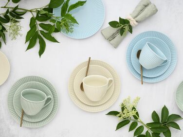 CreaTable Набір кавового сервізу Valencia Pastell, 18 предметів для 6 осіб, порцеляна, Made in Europe (Крем, Блакитний, Зелений)