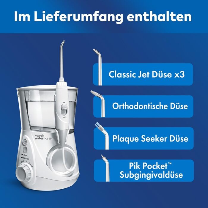Waterpik Ultra Professional: Іригатор для порожнини рота, 6 насадок, 10 режимів, білий