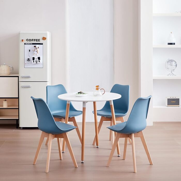 Набір з 6 сучасних стільців для їдальні, кухонних стільців з м'яким сидінням та буковими ніжками для спальні, вітальні, їдальні, кухні