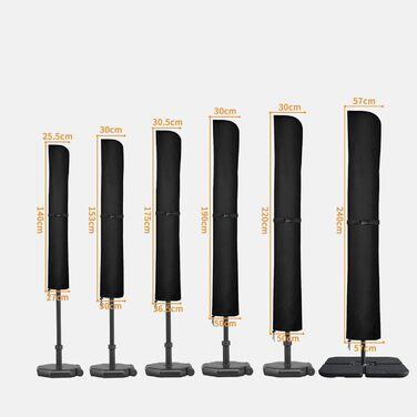 Чохол для парасольки/маркетки Dokon, діаметр до 400 см, водонепроникний, зимовий, UV-стійкий, чорний