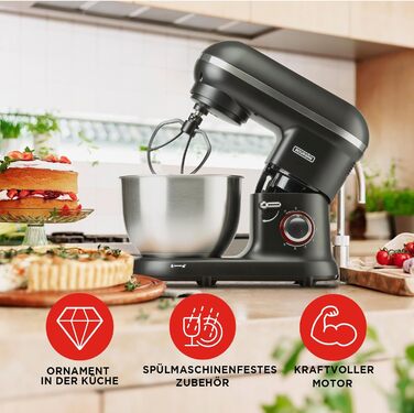 Кухонний комбайн Classic Kitchen Chef - міксер, робот-кухар 4.5 л, 1300 Вт (чорний)