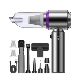 Акумуляторний ручний пилосос KITBEZN для авто та дому, безщітковий двигун, 26000Па, 3 режими потужності, бездротовий, фіолетовий