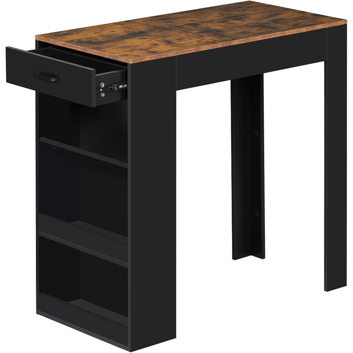 Стіл-бар WOLTU з ящиком та полицями, вінтажний коричневий (100 x 50 x 100 см)