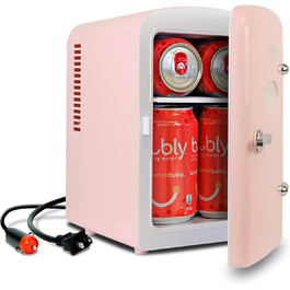 Koolatron Ретро-міні холодильник 4 літри, рожевий: для кімнати, косметики, дитячих речей, авто та подорожей