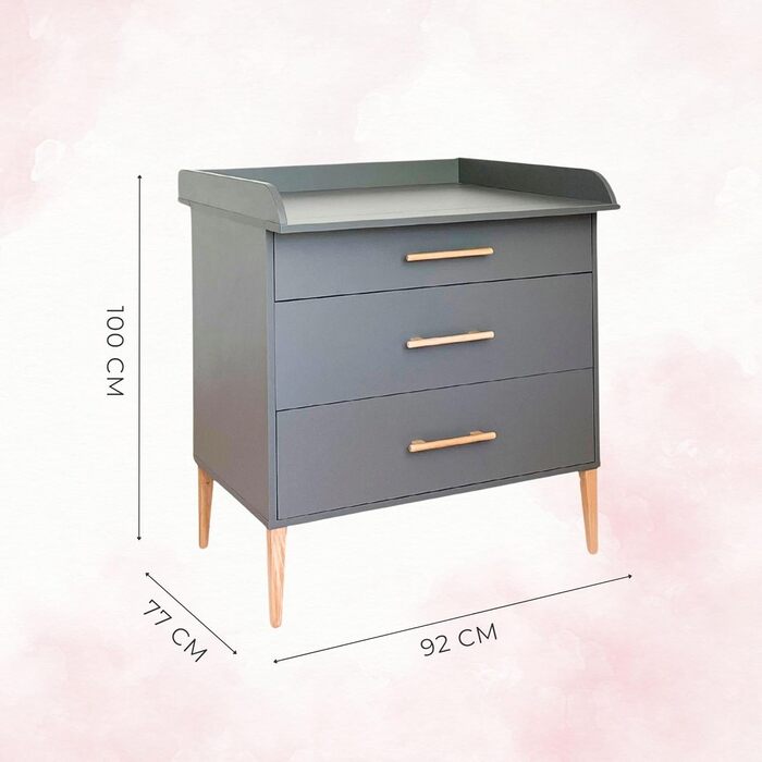 Комод для переодягання дитини ATB ILA з пеленальним столиком, 101 x 85 x 75 см, комплект для дитячої кімнати, функціональні меблі, зручний для малюків з шухлядами, білий/сірий