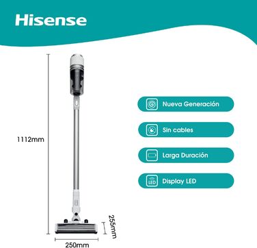 Акумуляторний HVC6134W Hisense, пилосос, білий, 4 кг