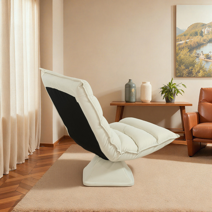 Крісло-мішок з регульованою спинкою, з виглядом шкіри, 62x70x95 см, Бежевий