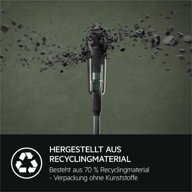 Акумуляторний пилосос AEG Serie 7000 Granitgrau: потужний, легкий (2,2 кг), ергономічний, з 70% перероблених матеріалів, до 50 хв роботи, 120 м², 2в1, 5-рівнева фільтрація, для всіх типів підлоги, автоматичний, сірий, AP71UB14AM