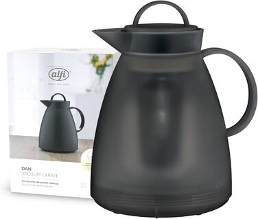 Термос Alfi DAN 1.0 л, пудрово-рожевий, з термоізоляційного пластику з вставкою з термостійкого скла, з кришкою-поворотом, дизайнерська модель, ідеально підходить для кави та чаю, BPA-free (з фільтром для чаю, Smoke)