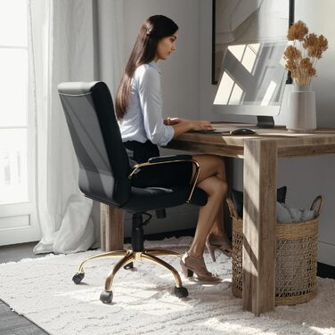 Офісний крісло Flash Furniture - крісло для шефа, біле шкіряне, з червоно-золотим каркасом, 61x58,5x103,5 см
