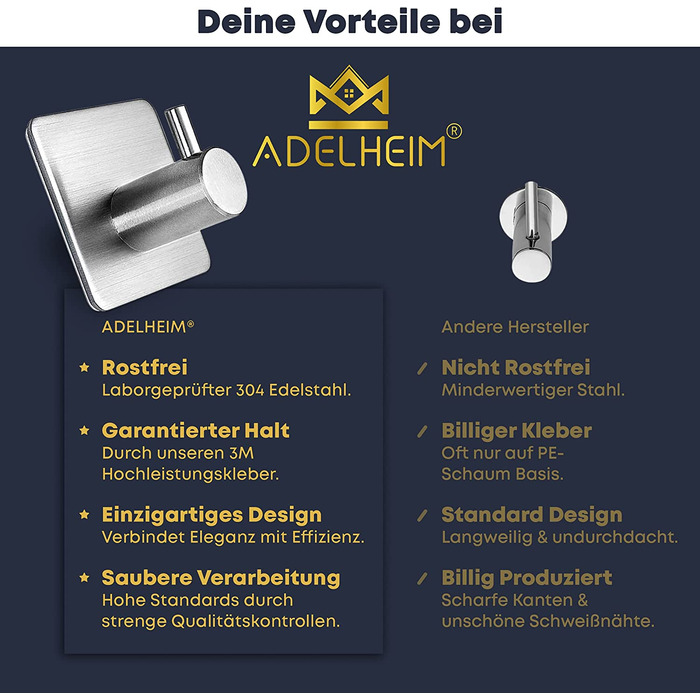 Гачок для рушників преміум-класу Adelheim, 4 шт.