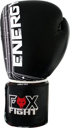 Боксерські рукавички FOX-FIGHT Energy професійної якості з натуральної шкіри преміум-класу з мішком з піском тренувальний спаринг Муай Тай Кікбоксинг вільний бій бойові мистецтва BJJ рукавички з мішком з піском рукавички чорні 6 унцій