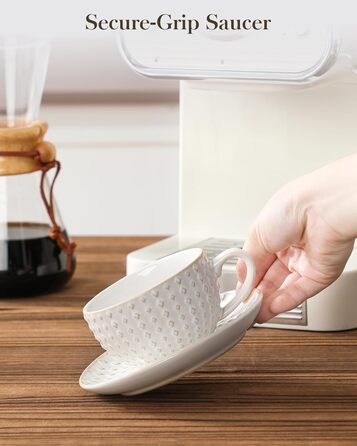 Набір посуду Malacasa LYDIA для 4 осіб (16 предметів): тарілки, чашки, чайний сервіз з рельєфом, бежевий