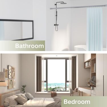 Телескопічна штора-карниз без свердління 85-265 см (Ø 32 мм), розсувна штанга для ванної кімнати, гардероба та DIY-проєктів, срібляста